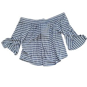 Lane Bryant blouse Striped Off-Shoulder Women's Top 18 20 NEW nautical classic